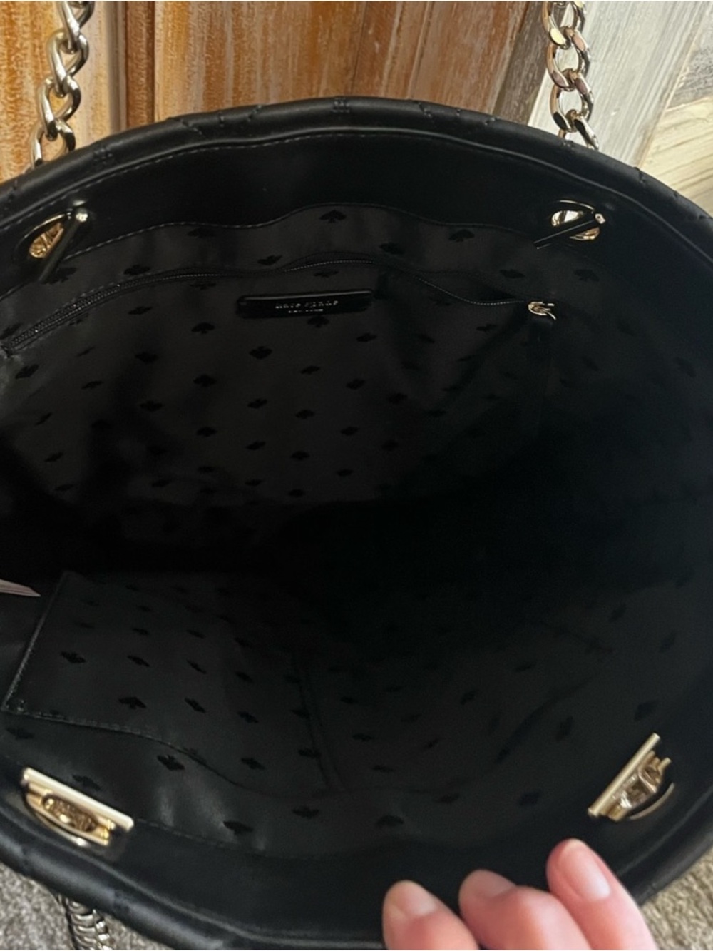 kate spade black quilted chain-strap tote - Picture 2 of 2